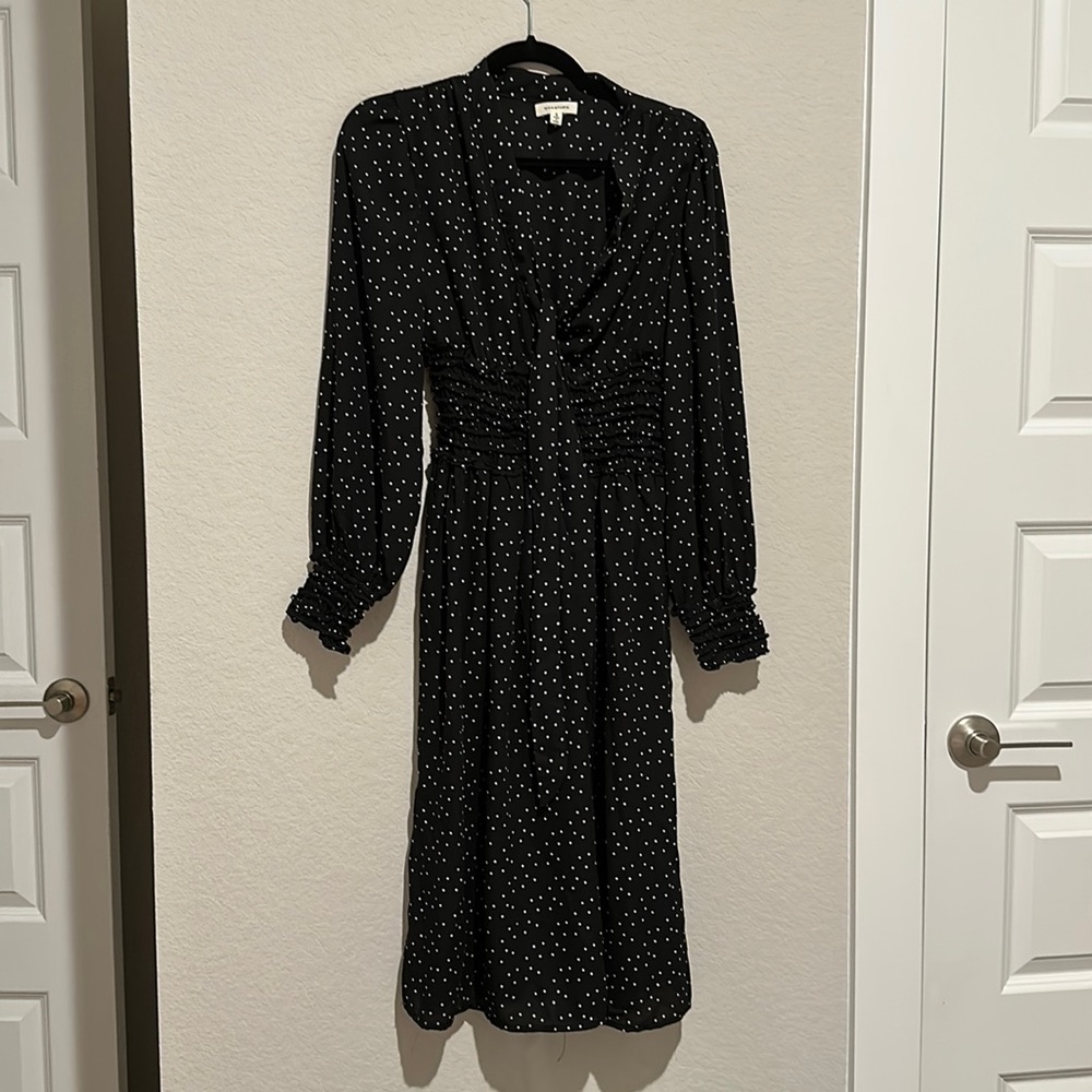 Max Studio - Black Polka Dot Midi Dress - Size S